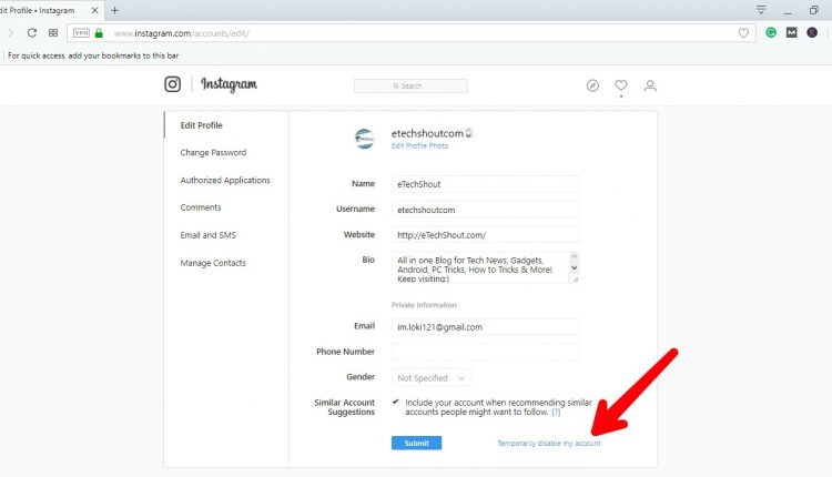 instagram delete account instead of temporarily disable