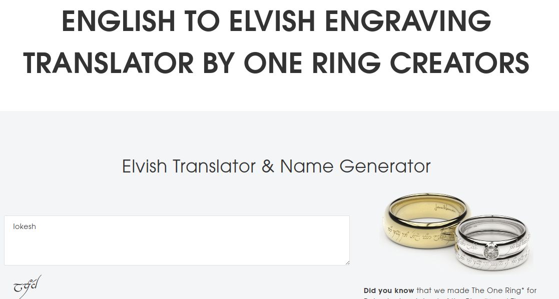 lord of the rings elvish translator