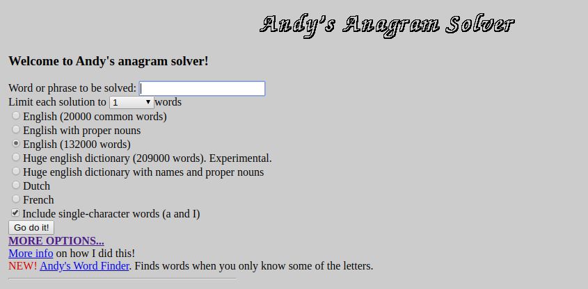 Andy's Anagram Solver