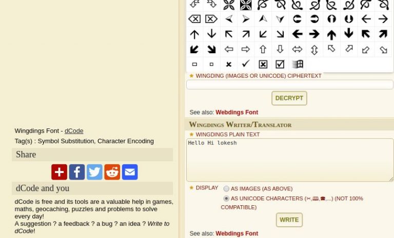 translate wingdings from image