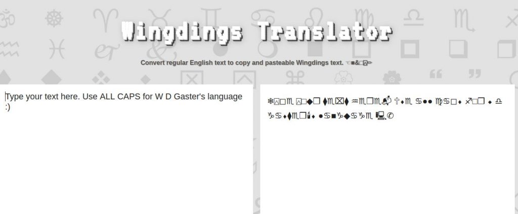 wingding translator to english