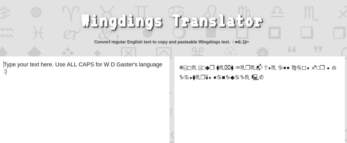 Lingojam wingding translator to english