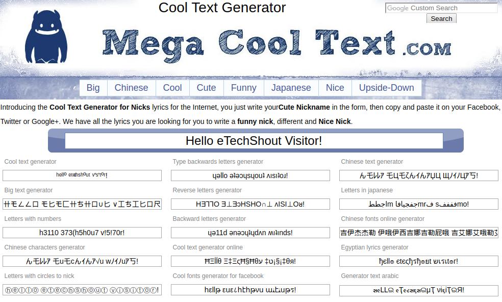 Mega Cool Text generator