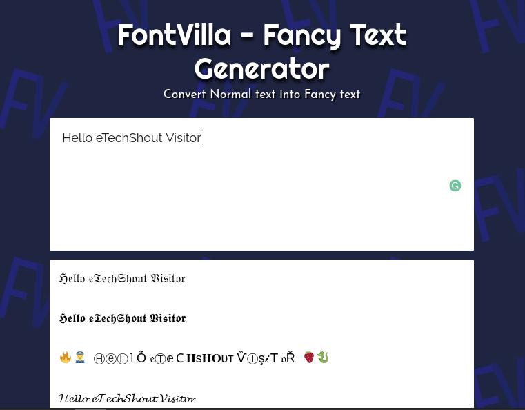 font villa cool text generator
