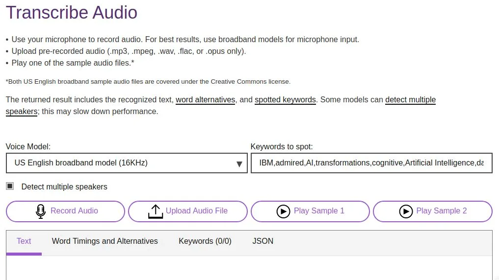 IBM Watson Speech to Text 