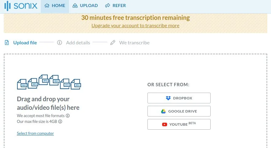 Sonix.ai online audio to text transcribe