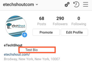 Center bio instagram test