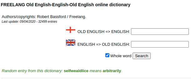 FREELANG Old English-English-Old English online dictionary
