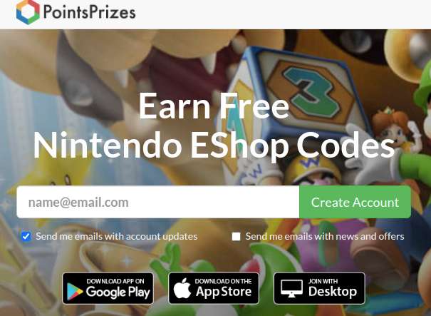 PointsPrizes free eShop codes