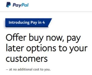 who accepts paypal pay in 4