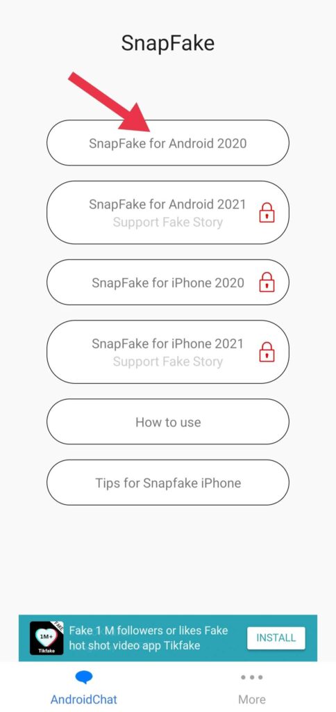 Fake snapchat chat app