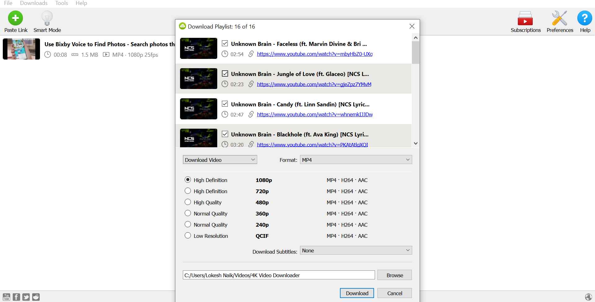 4k video downloader playlist limit