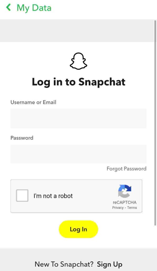 Log in to Snapchat