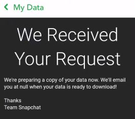 Snapchat Mydata Request Submitted