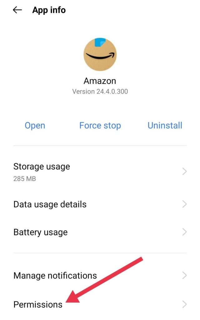 Amazon app all permissions on Android