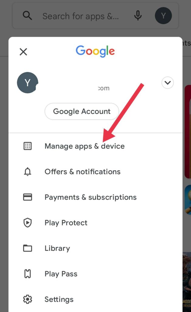 Android play Store manage apps device