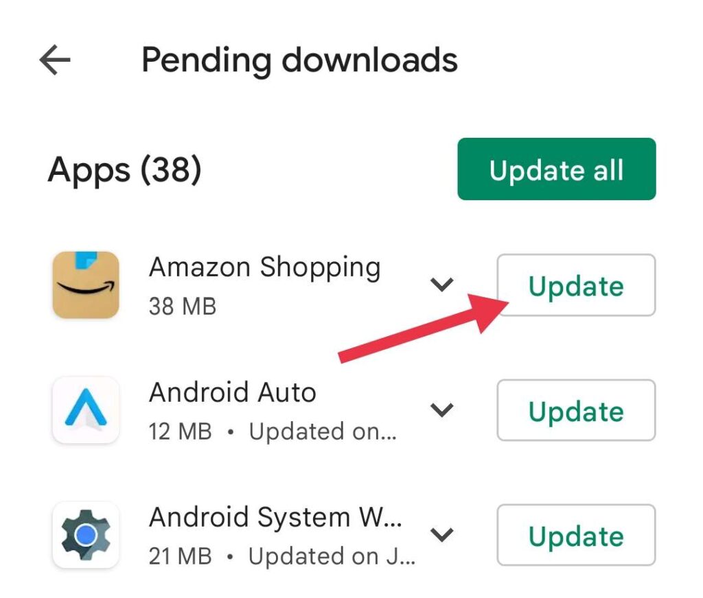 Update Amazon app on Android