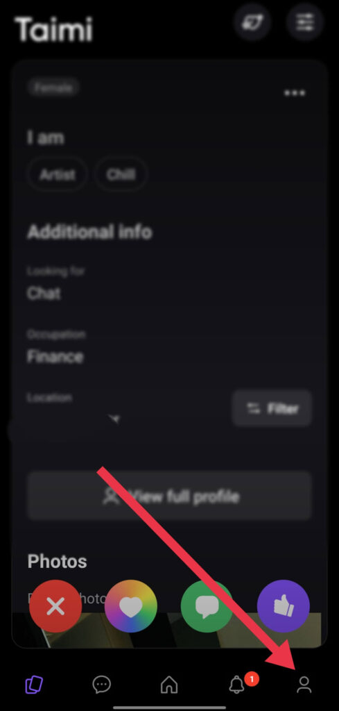 Taimi App Profile Section