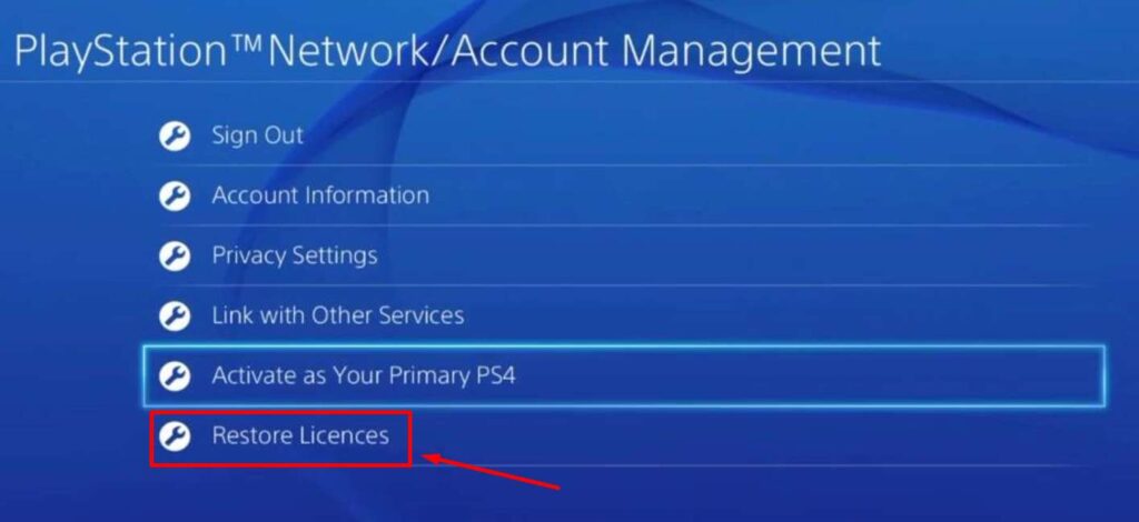 PS4 Restore Licences of Games and Apps