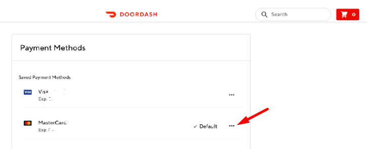 Delete Card from Doordash Website