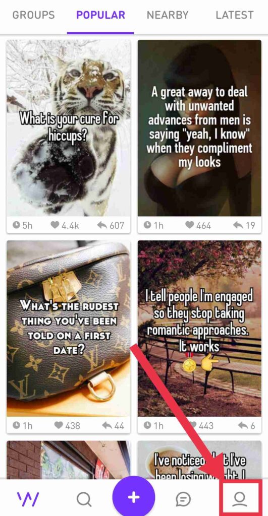 Whisper App Account Section