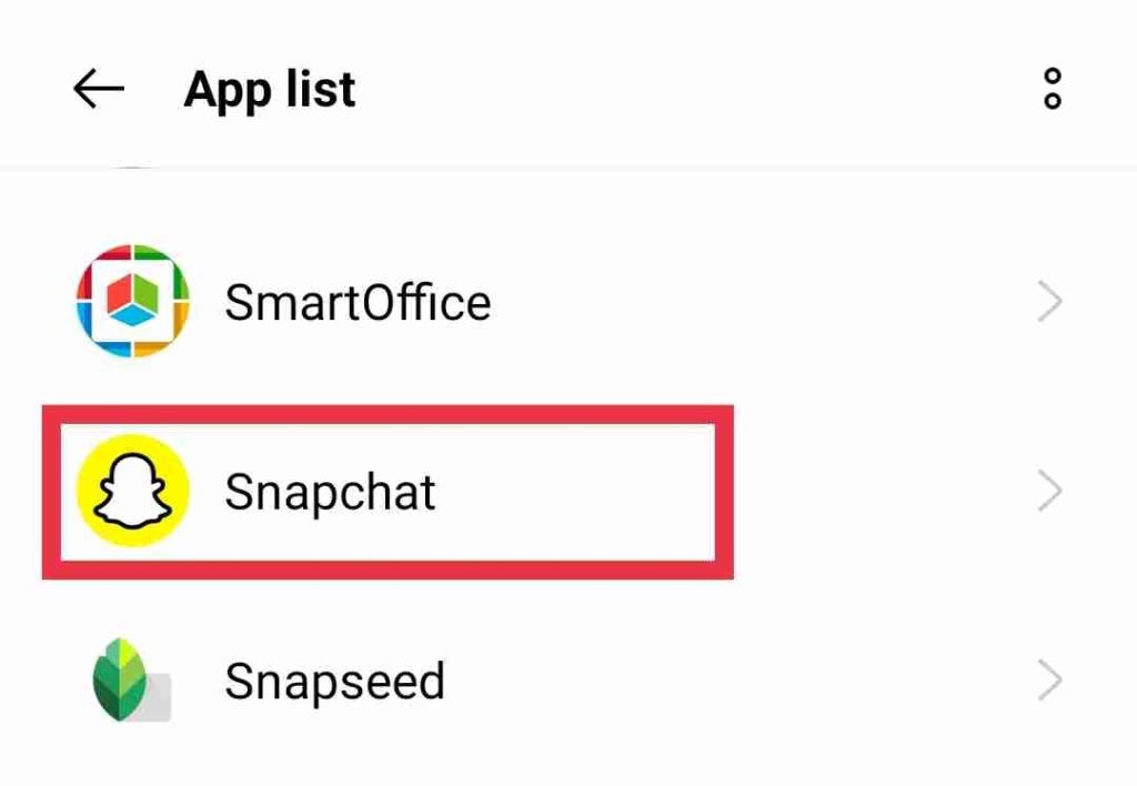 Select Snapchat on App list