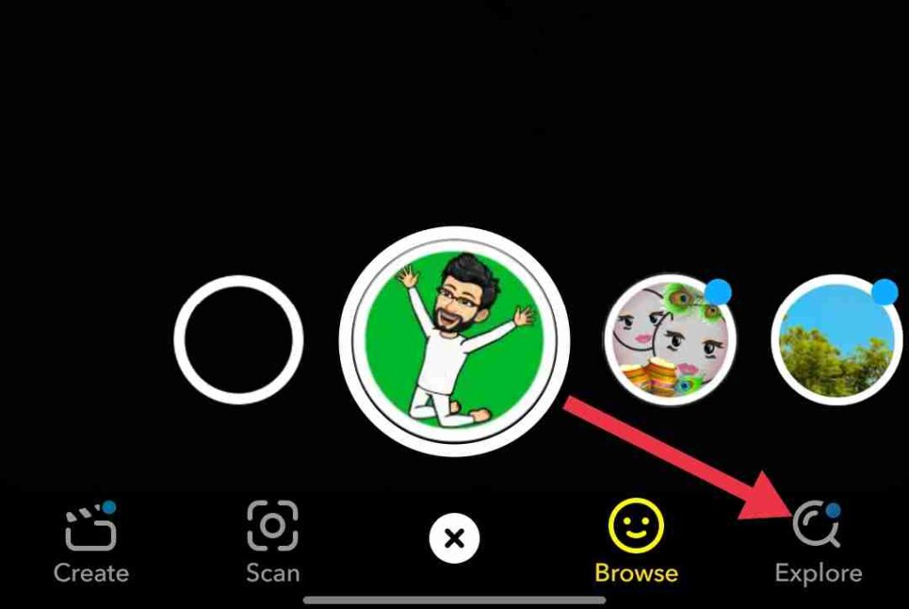 Snapchat Explore option
