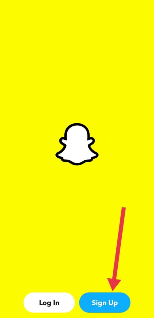 Snapchat app signup button