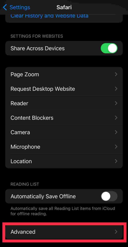 Advanced Safari Settings iOS