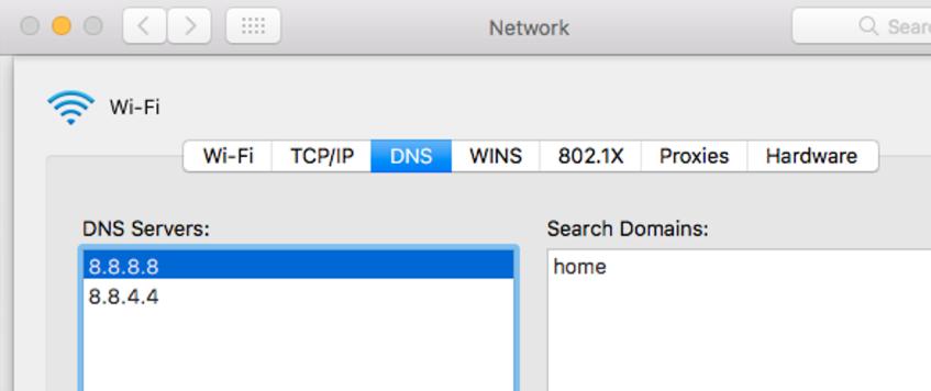 Google DNS Mac