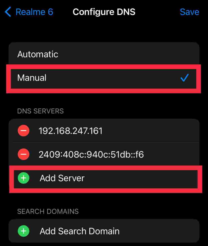 Manual DNS on iOS