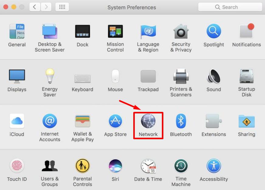 Network Option in System Preferences Mac