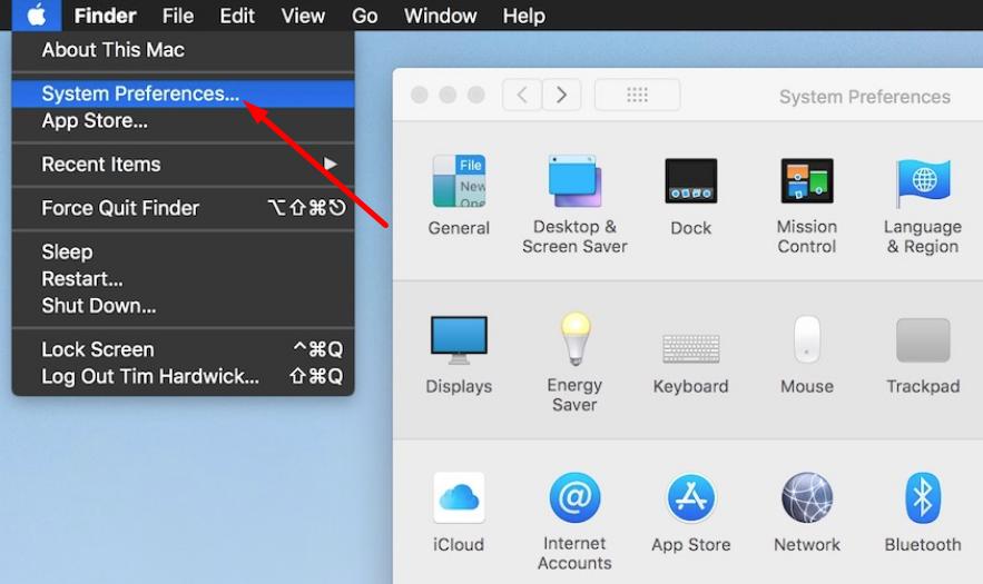 System Preferences on Mac