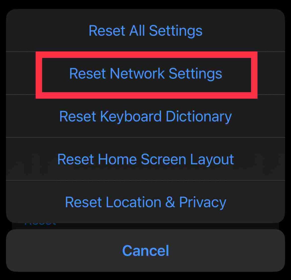 Reset Network Settings iPhone