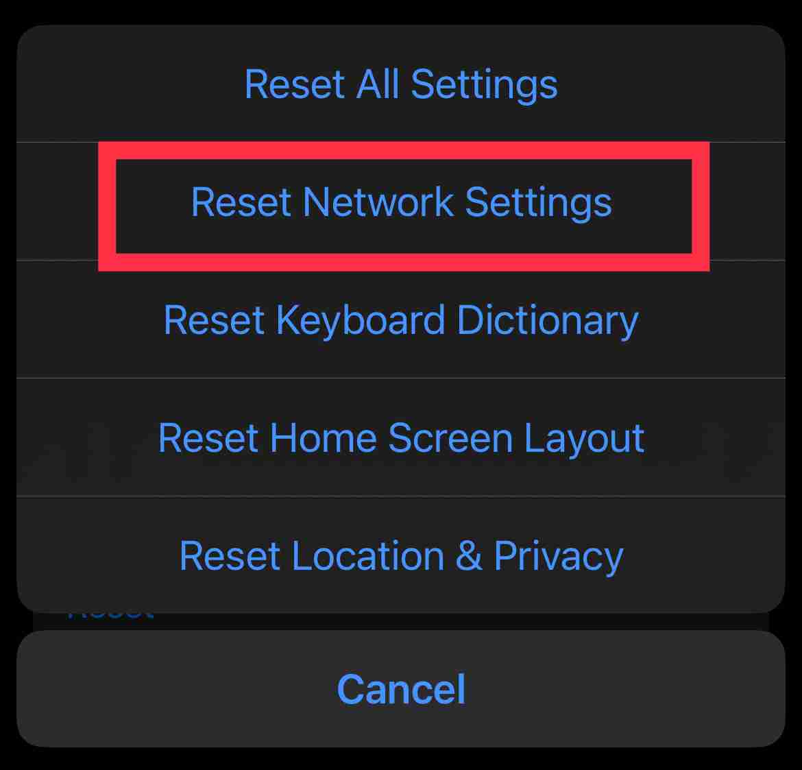 Reset Network Settings iPhone