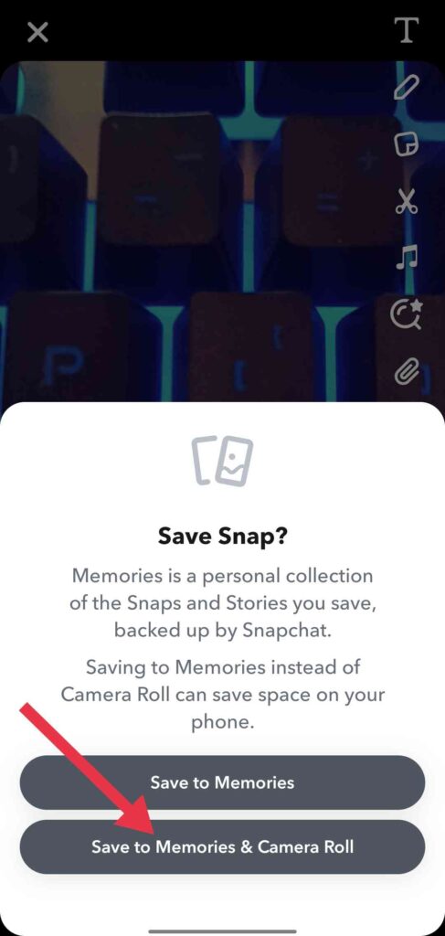 Snapchat Save to Memroies Camera Roll