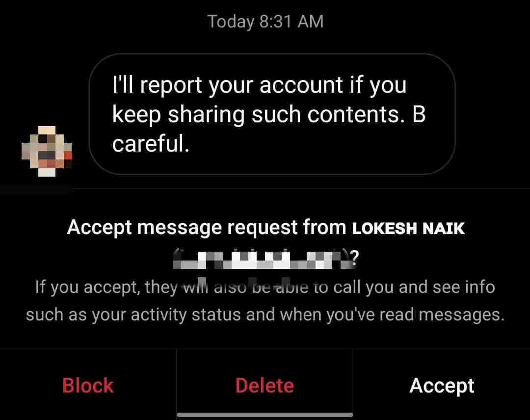Check pending messages to find out who reported you on Instagram