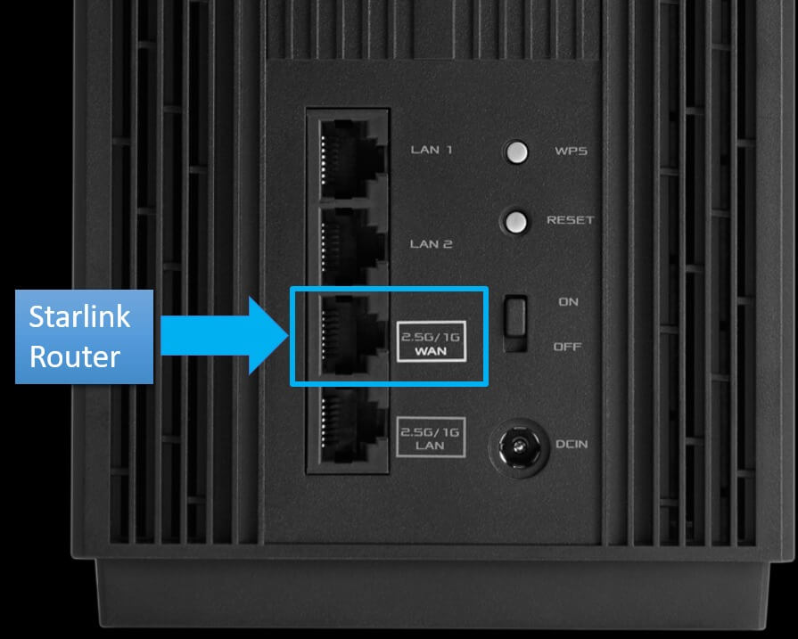 Connect Starlink LAN port to ASUS routers WAN port