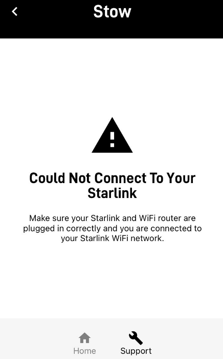 Could not connect to your Starlink