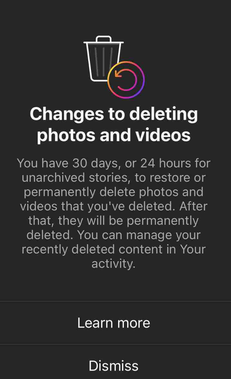 Instagram Recently Deleted Contents