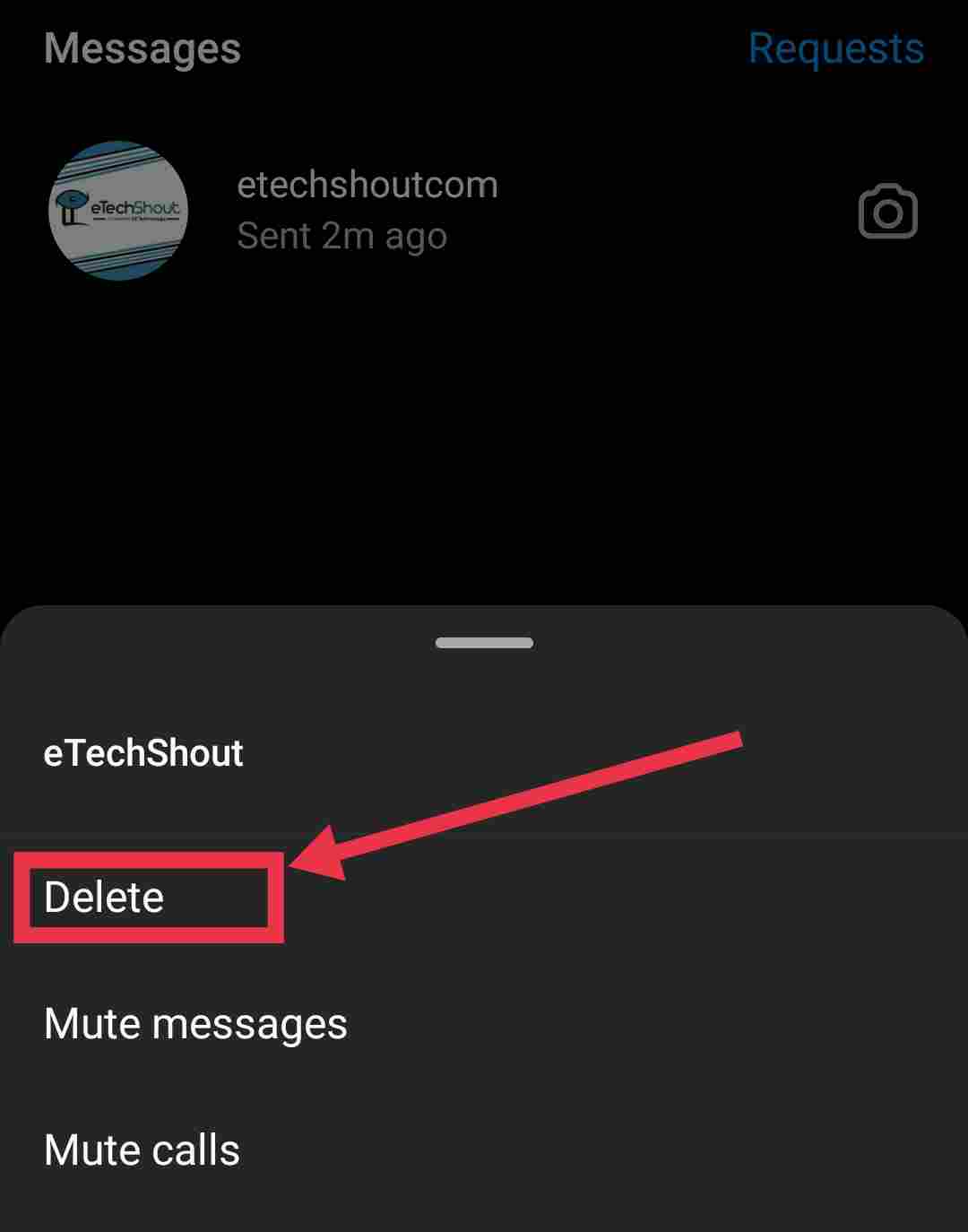 Instagram delete chat option