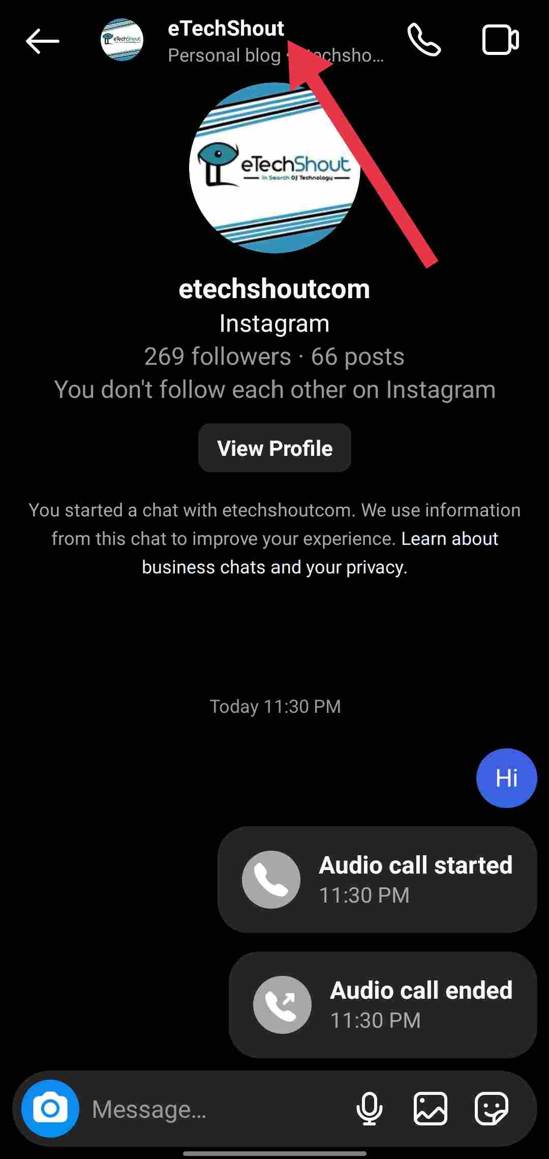 Instagram profile information