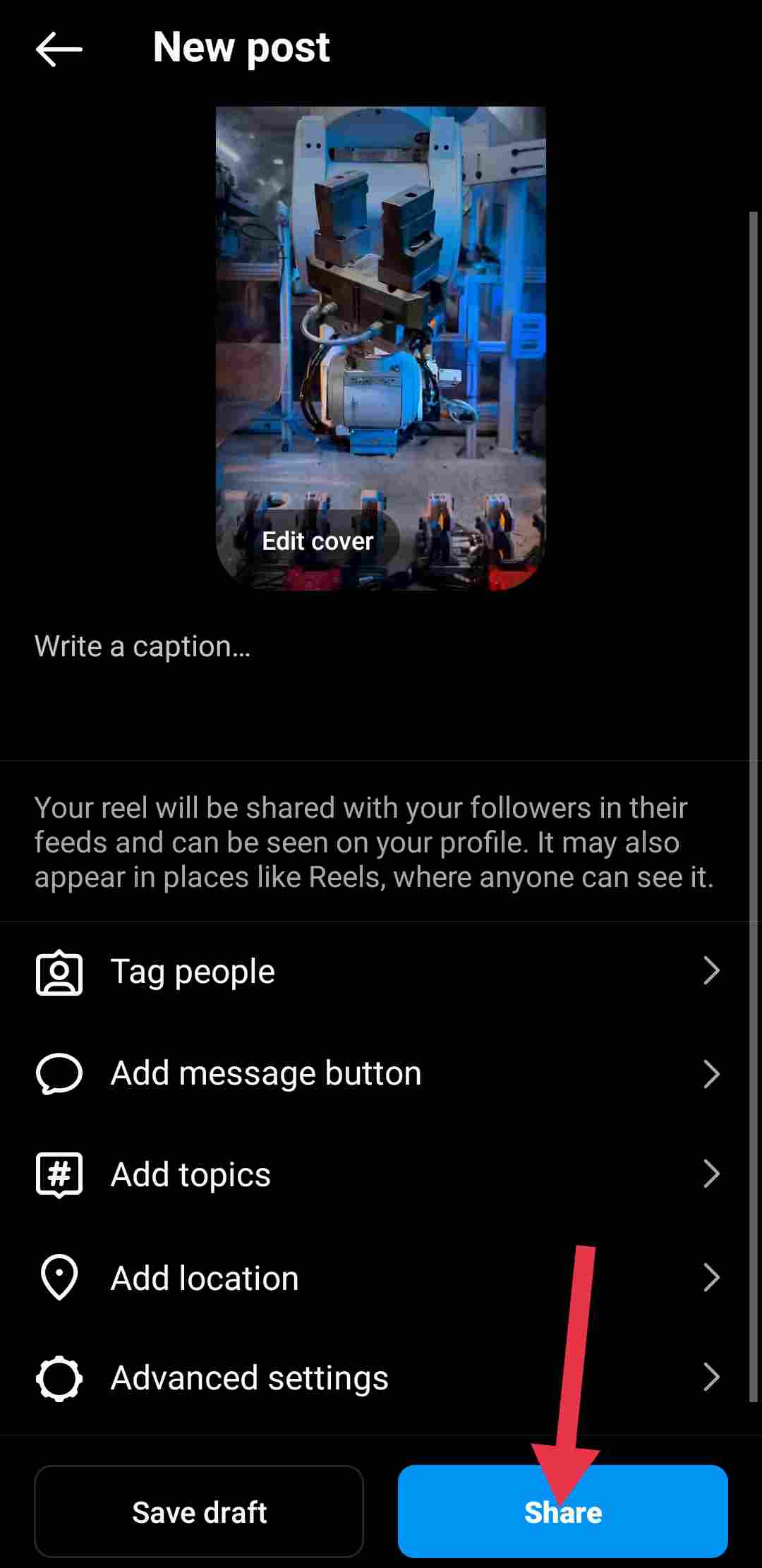 Instagram share reel option