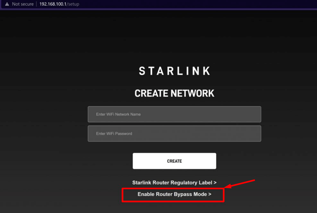 Starlink Web Enable Router Bypass Mode Option
