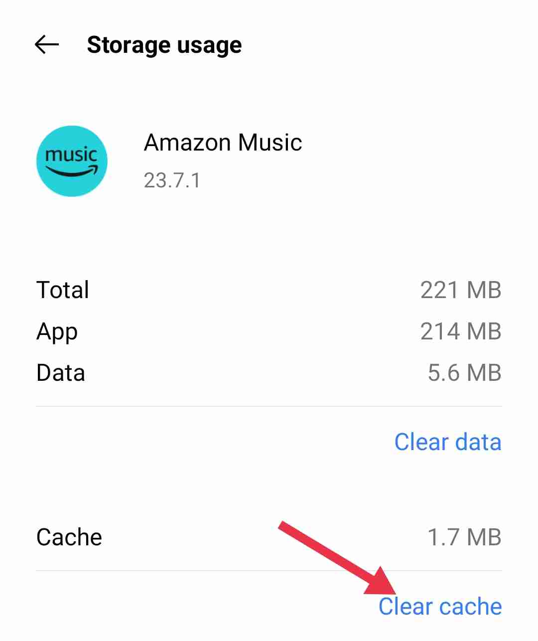 Amazon Music app clear cache