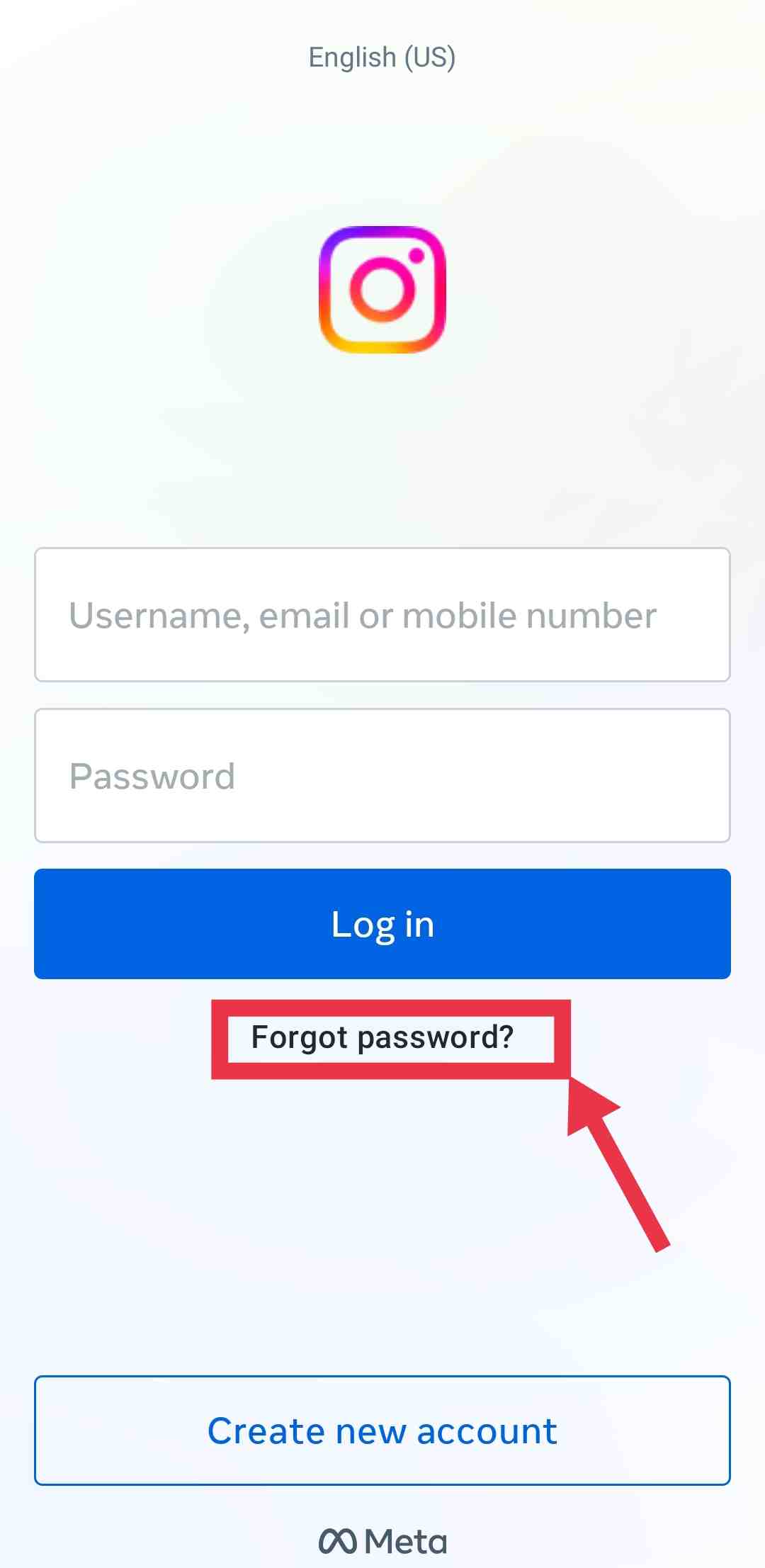 Instagram forgot password option