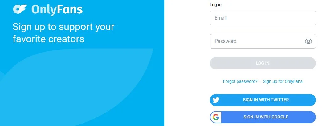 OnlyFans Login Page