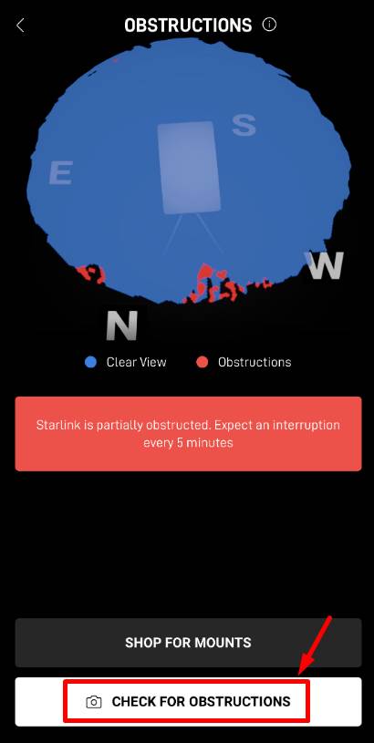 Starlink Check for Obstructions