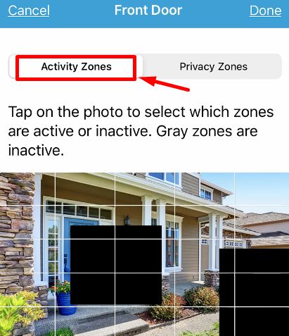 Blink camera activity zone