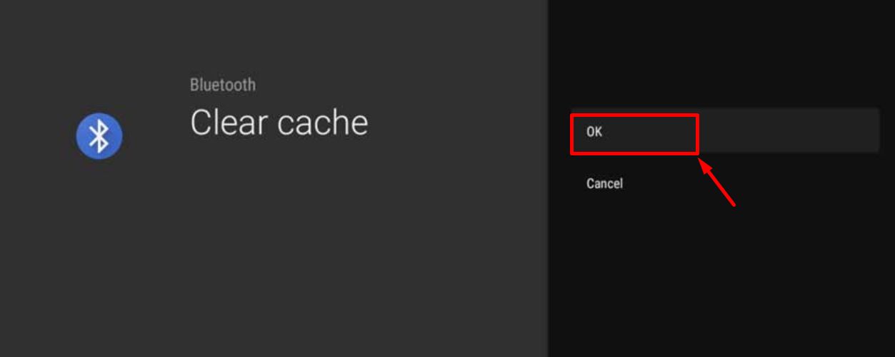 NVIDIA TV Bluetooth app clear cache confirmation